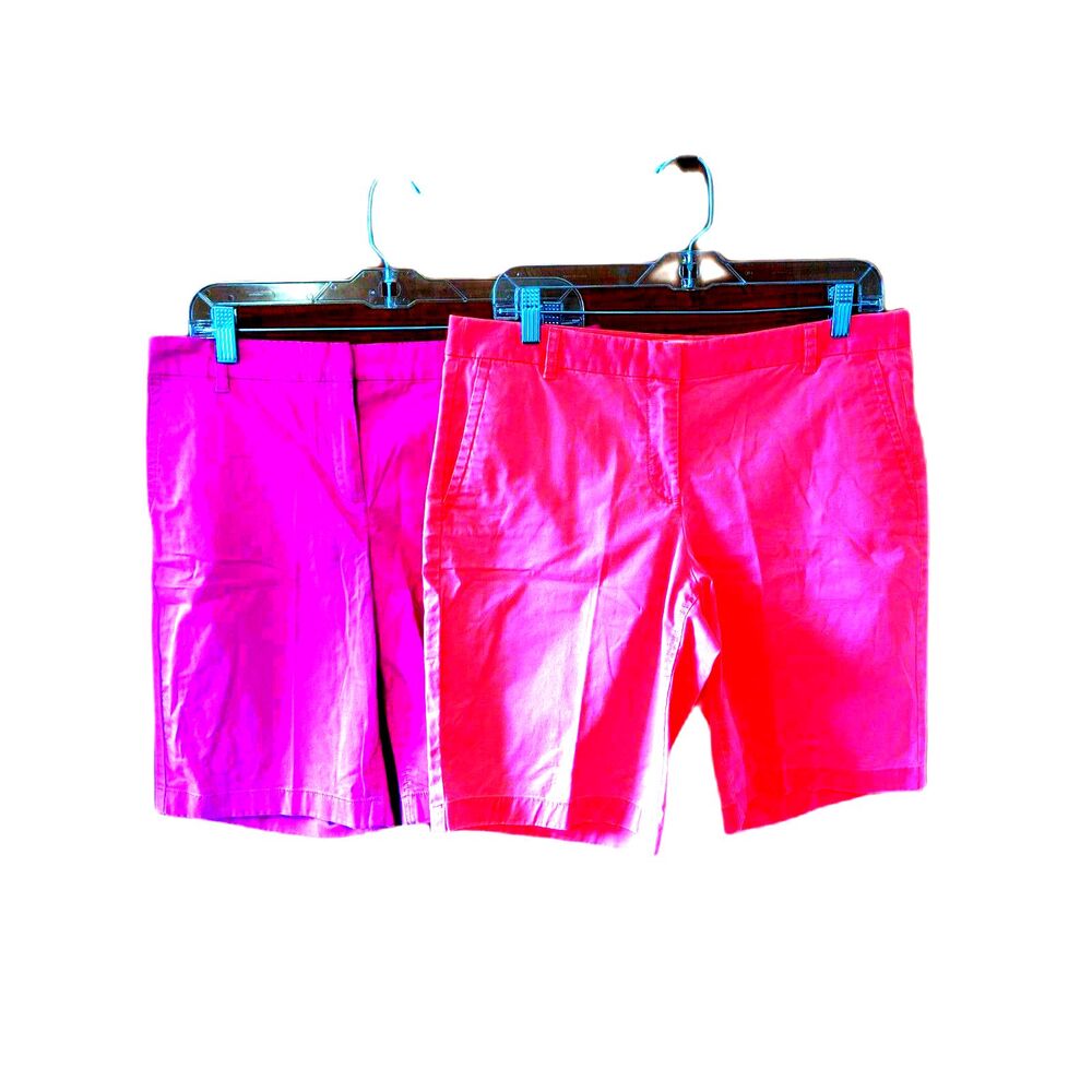 2 J Crew Bermuda Shorts City Fit Tangerine Barbiecore Pink Sz 8 Preppy Coquette